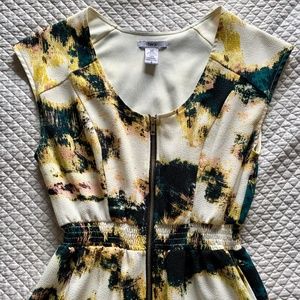 Bar III Abstract Print A-Line Zipper Dress